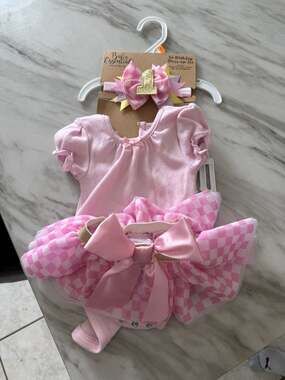 Baby Essentials 1st Birthday Dress-up Set Pink Bodysuit Tutu Headband